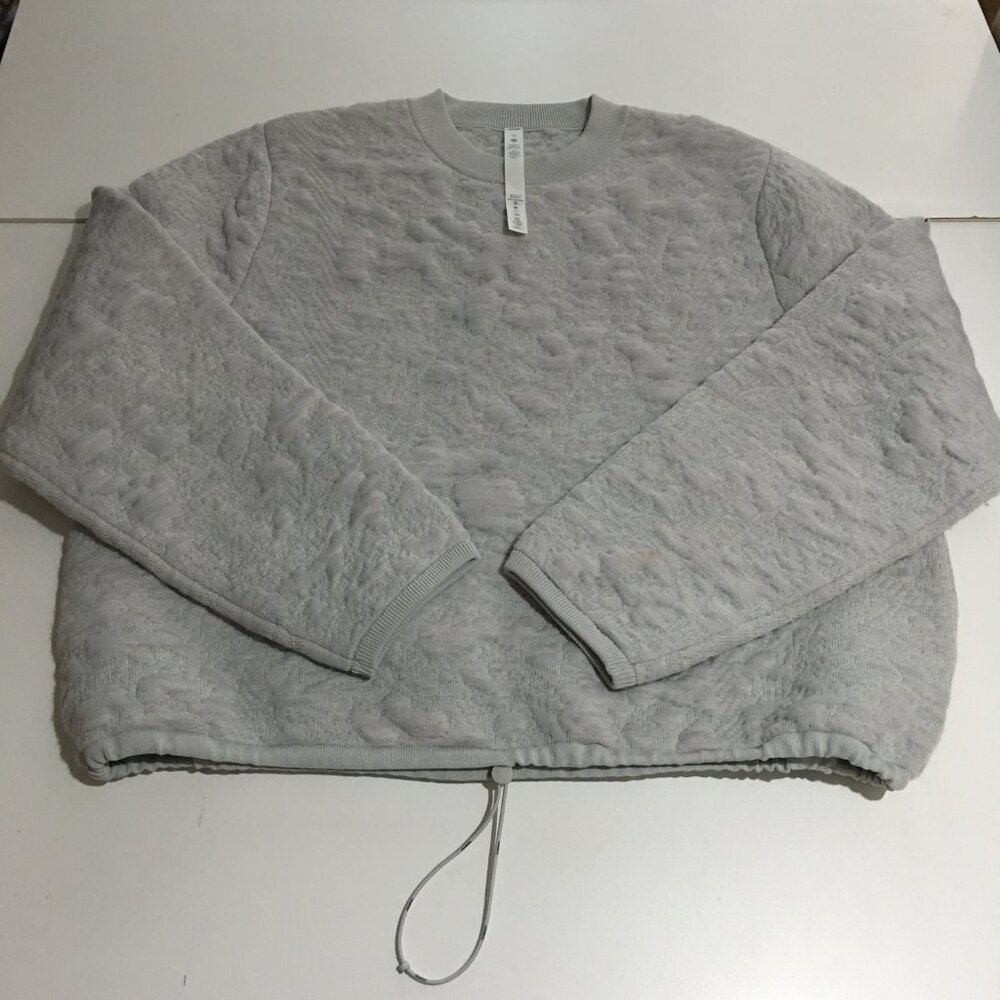 Lululemon Sweater Womens Size 10 Jacquard Texture Crew Neck Gray
